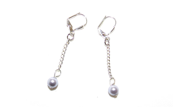 Silver Pearl Drop Earrings - Sterling Silver