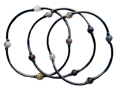 Botswana Agate Skinny Bracelet Set