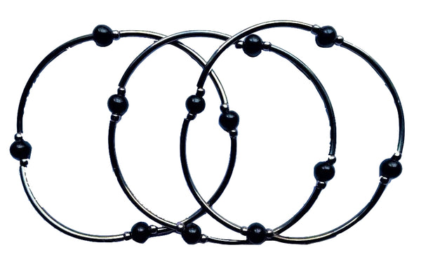 Obsidian Skinny Bracelet Set
